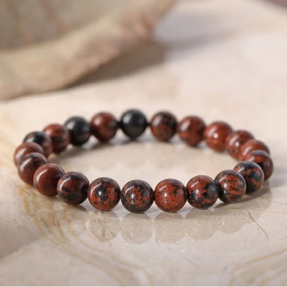 🆕New Mahogany Obsidian Gemstone Bracelet 8mm